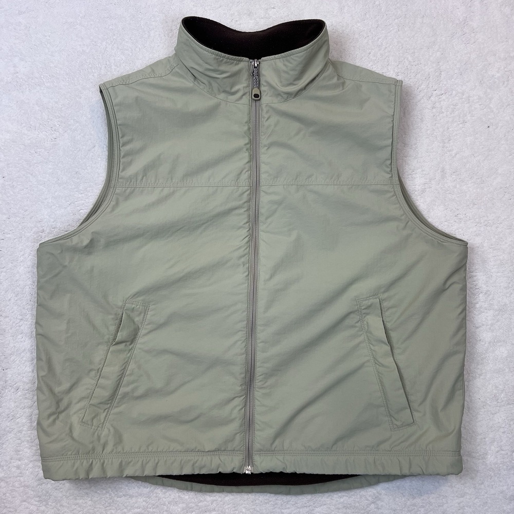 LL Bean Beige Vest O BDR4 Men's XXL Regular Full Zip Lined Pockets